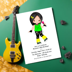 Invitation Cute Girl Rock Star Anniversaire