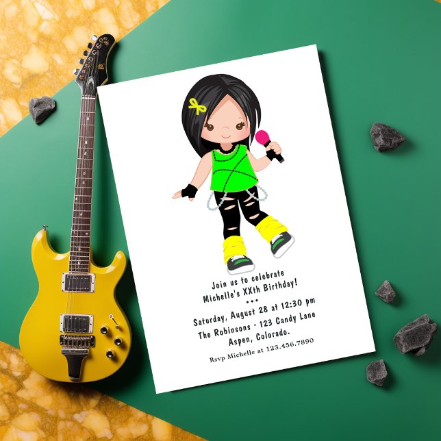 Invitation Cute Girl Rock Star Anniversaire (Créateur téléchargé)