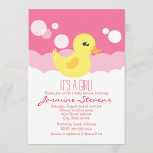 Invitation Cute Girl Rubber Ducky Baby shower