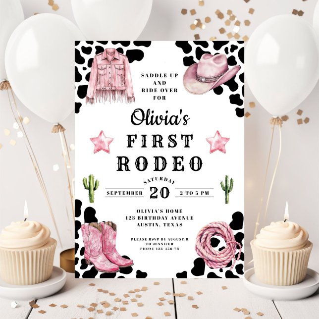 Invitation Cute Girl's First Rodeo 1st Birthday (Cute Girl's First Rodeo 1st Birthday Invitation)