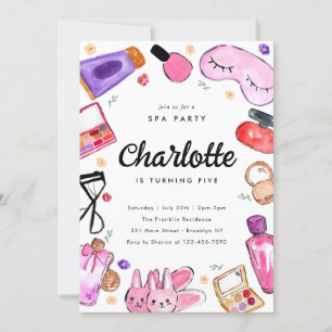 Invitation Cute Glam Maquillage Girls Pajama Spa de bois d'oe