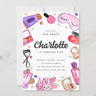 Invitation Cute Glam Maquillage Girls Pajama Spa de bois d'oe