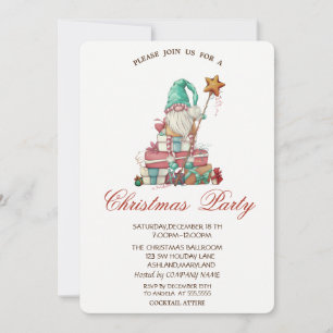 Invitation Cute Gnome Présente la Fête de Noël
