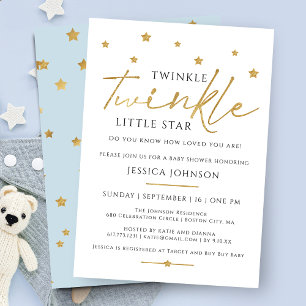Invitation Cute Gold Twinkle Twinkle Little Star Baby shower
