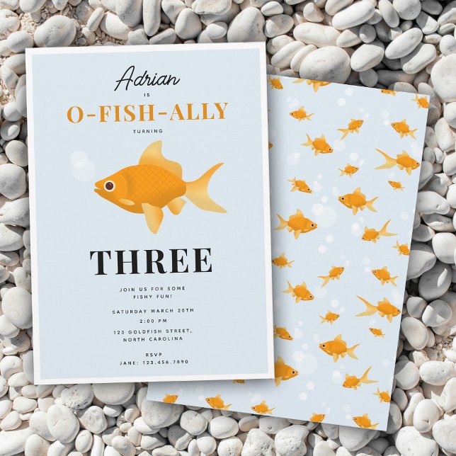 Invitation Cute Goldfish Anniversaire de enfant de natation (Cute Goldfish Swimming Water Kids Birthday Party Invitation)