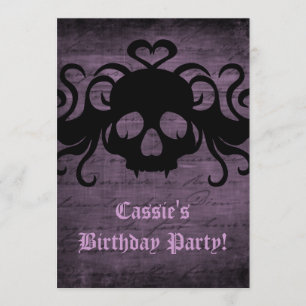 Invitation Cute goth vampire crâne de vampire violet foncé 7"