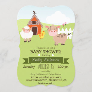 Invitation Cute Grange et animaux de ferme Baby shower à thèm