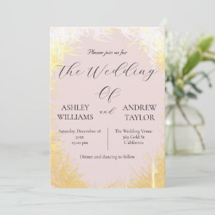 Invitation Cute Grass Jaune Élégant Pastel Rose Mariage