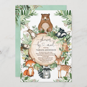 Invitation Cute Greenery Woodland Wild Animaux Douche Par Cou
