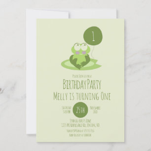 Invitation Cute grenouille Anniversaire Ballotte Vert Lily Pa
