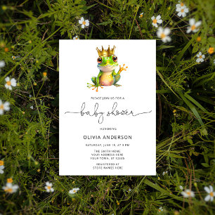 Invitation Cute grenouille Prince Vert & Baby shower Or