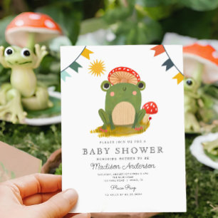 Invitation Cute grenouille Rouge casquette champignonCute Bab