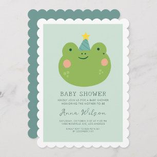 Invitation Cute grenouille Sage Green Cute Baby shower