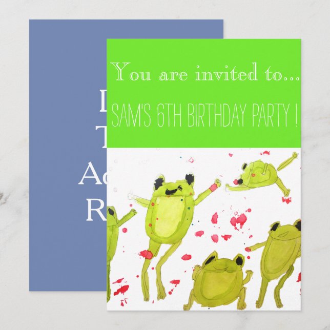 Invitation Cute grenouilles Garçons fête d'anniversaire (Devant / Derrière)