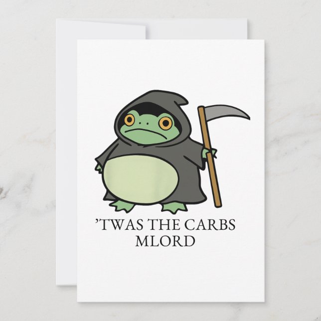Invitation Cute Grim Reaper Frog – ’Twas the Carbs M’Lord (Devant)