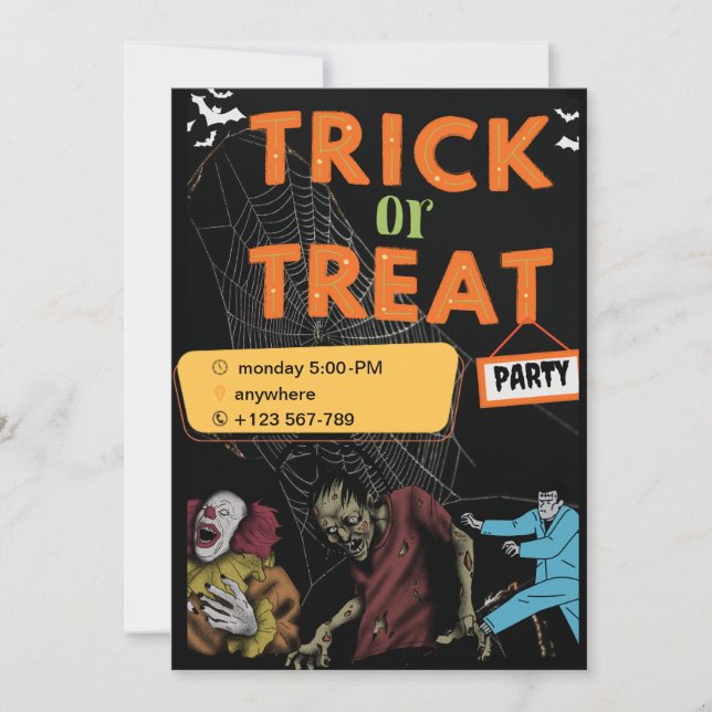 Invitation Cute Halloween Anniversaire de enfant Party Invita (Devant)