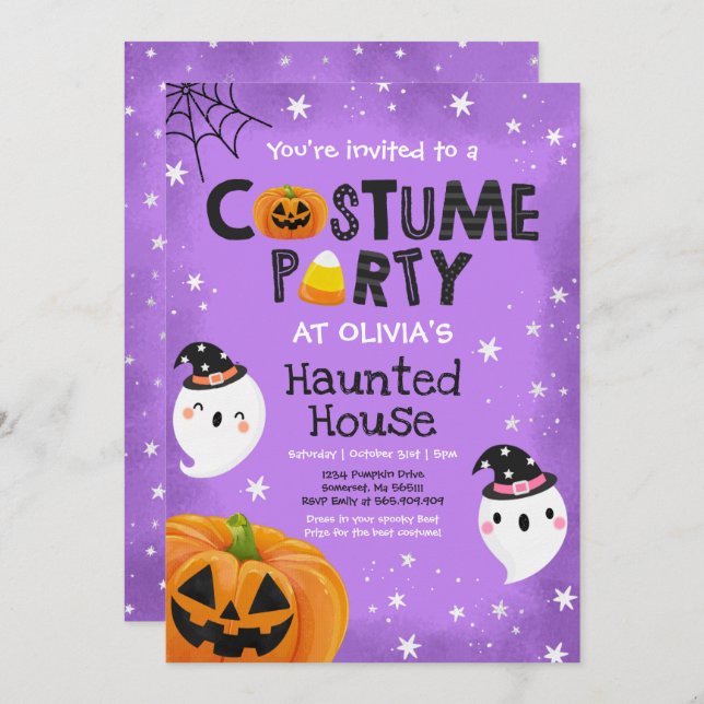 Invitation Cute Halloween Costume Party Spotacular (Devant / Derrière)