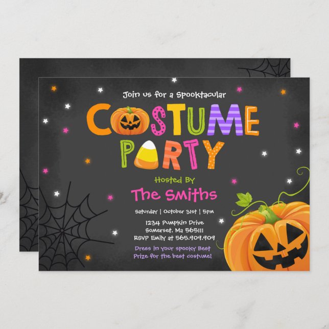 Invitation Cute Halloween Costume Party Spotacular (Devant / Derrière)