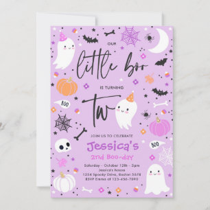 Invitation Cute Halloween Ghost Little Boo 2e fête d'annivers