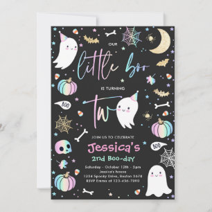 Invitation Cute Halloween Ghost Little Boo 2e fête d'annivers