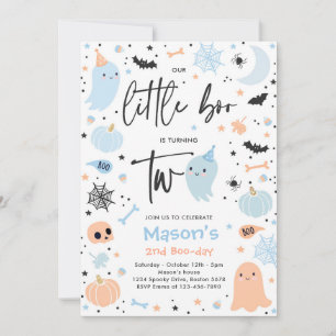 Invitation Cute Halloween Ghost Little Boo 2e fête d'annivers