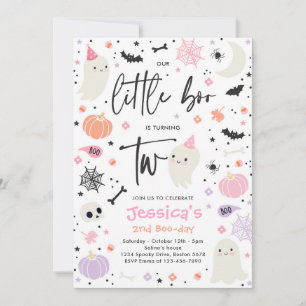 Invitation Cute Halloween Ghost Little Boo 2e fête d'annivers