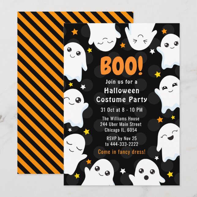 Invitation Cute Halloween Ghosts Costume Party (Devant / Derrière)