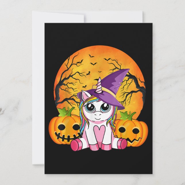 Invitation Cute Halloween Girls Witchy Unicorn Halloween (Devant)