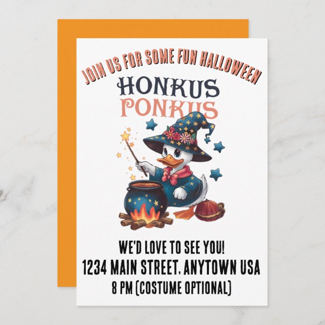 Invitation Cute Halloween Honkus Ponkus (Devant / Derrière)
