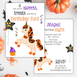 Invitation Cute Halloween Horse Unicorne fête d'anniversaire