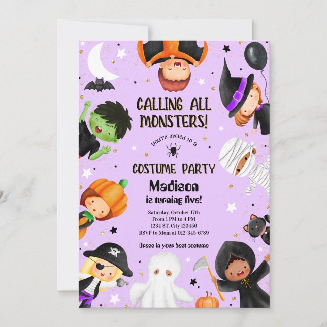 Invitation Cute Halloween Spooktacular Costume fête d'anniver (Devant)