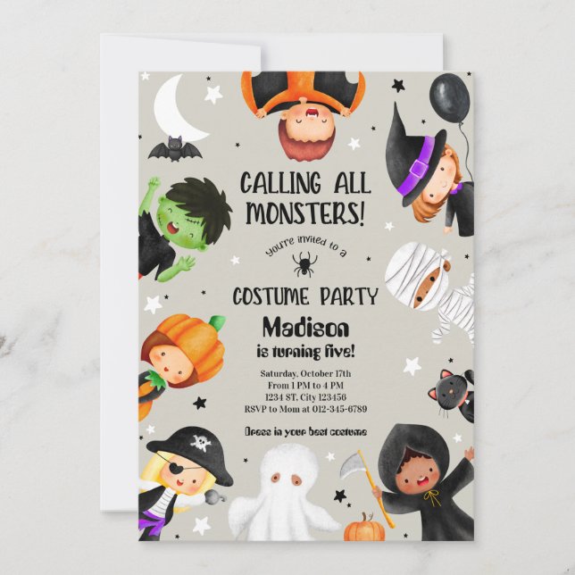 Invitation Cute Halloween Spooktacular Costume fête d'anniver (Devant)