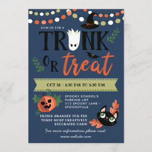 Invitation Cute Halloween Tronc bleu ou traiter la distance s