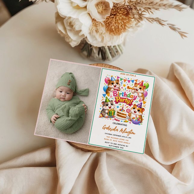 Invitation Cute Hamster Birthday Party | Kids Hamster (Cute Hamster Birthday Party | Kids Hamster Invitation
)