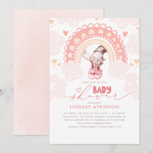 Invitation Cute Heart Boho Rainbow Baby shower rose