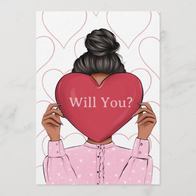 Invitation Cute Hearts Valentine's Bridesmaid Proposal Card (Devant)