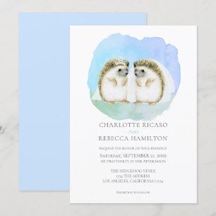 Invitation Cute Hedgehog Lesbian Gay Couple Mariage