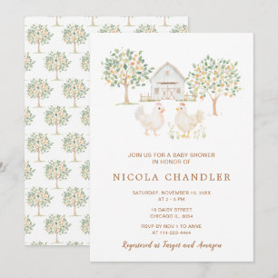Invitation Cute Hens Farm Grange Baby shower