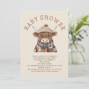 Invitation Cute Highland Baby shower de crème de vache