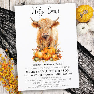 Invitation Cute Highland Cow Automne Citrouille Baby shower