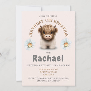 Invitation Cute Highlands Scottish Cow
