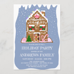 Invitation Cute hiver Gingerbread Candy House Vacances