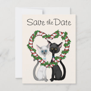 Invitation Cute Holiday Cats Enregistrer la date Avis du Mari