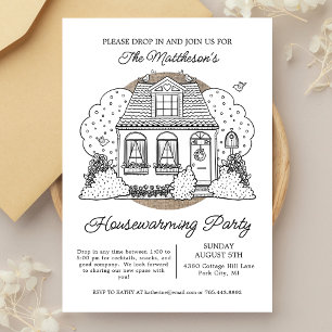 Invitation Cute Home Illustrated Drop In Houseécher Party