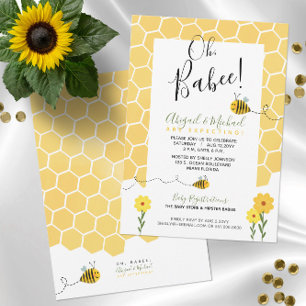 Invitation Cute Honeycomb Aquarelle Bumble Bee Baby shower