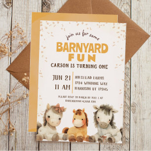 Invitation Cute Horse Farm Barnyard Premier anniversaire