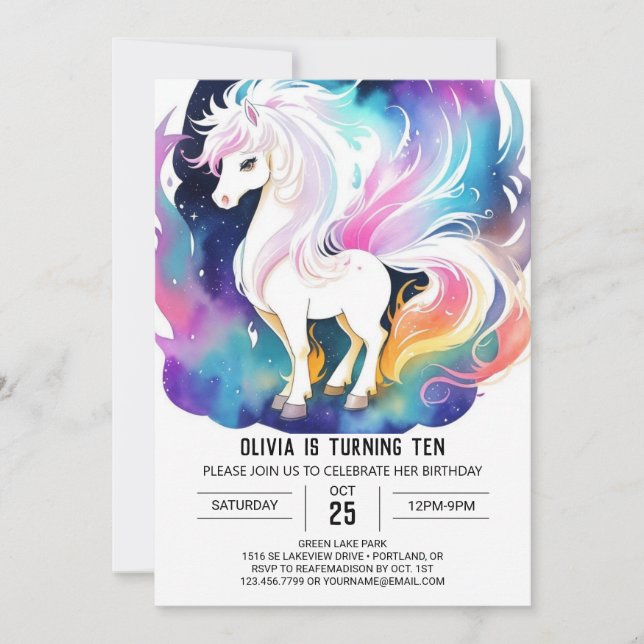 Invitation Cute Horse Wonderland Anniversaire (Devant)