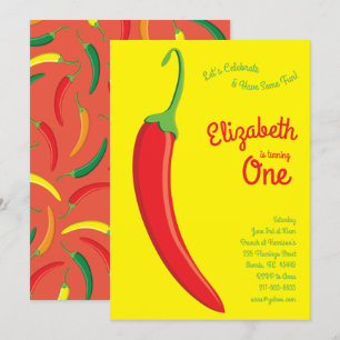 Invitation Cute Hot Chili Pepper Kids 1er anniversaire