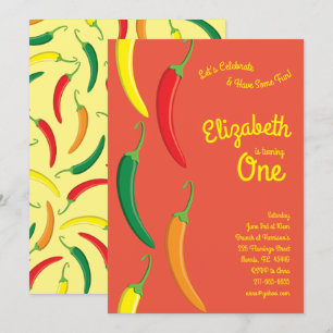 Invitation Cute Hot Chili Pepper Kids 1er anniversaire