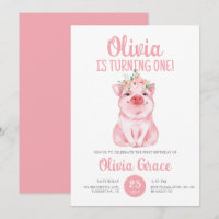Cute Hot Rose Farm bébé porc fille 1er anniversair